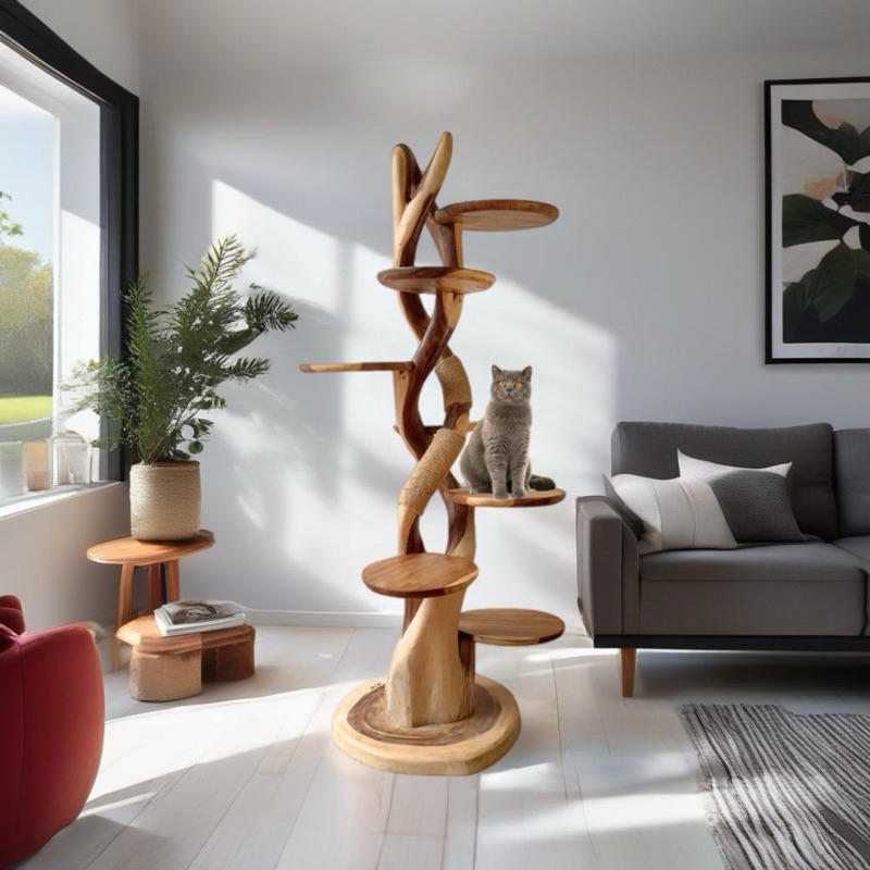Handmade Solid Wood Premuim Large Cat Tree Safirah 200cm - Durable ...