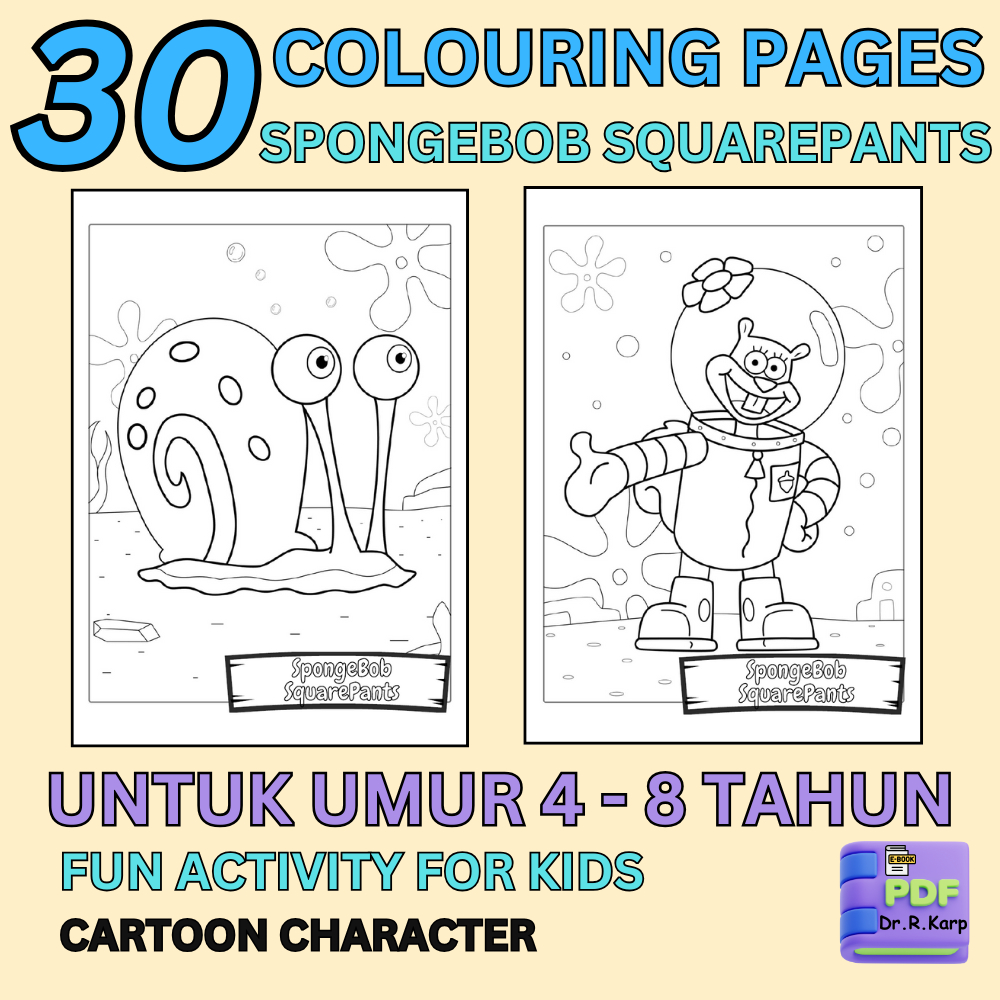 [PDF] 30 Cute SpongeBob SquarePants Kids Printable Colouring Coloring ...