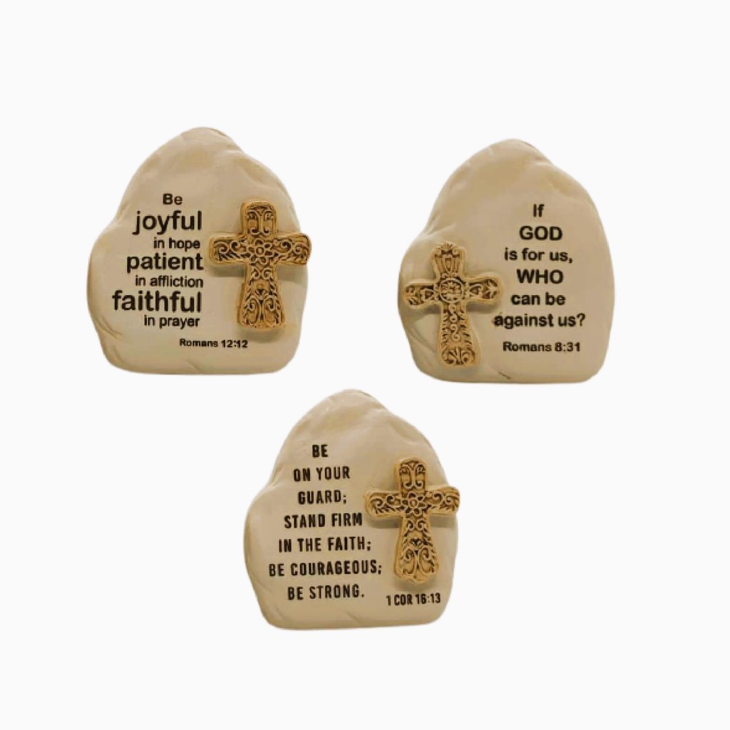 Table Top Mini Rock Shaped Polyresin with Bible Verse • Christian Gift ...