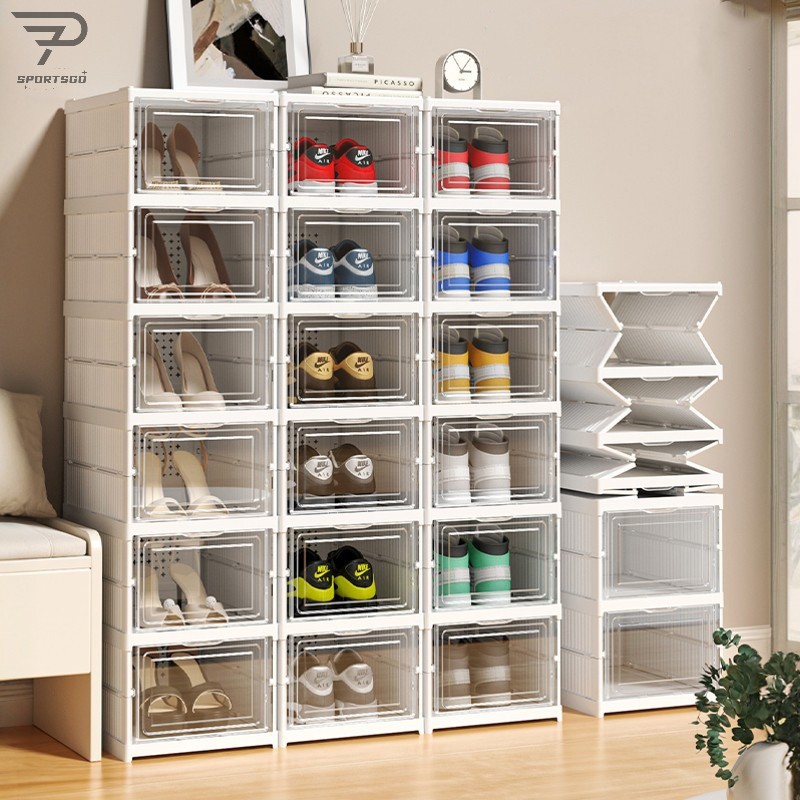 Foldable Transparent Shoe Box Display Box shoes rack Storage Organiser ...