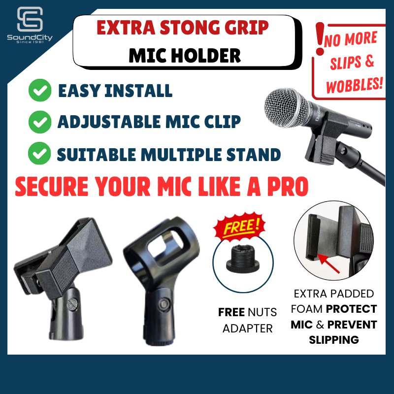 SOUND CITY Mic Clip Holder For Mic Stand Clip Flexible Shock mount ...