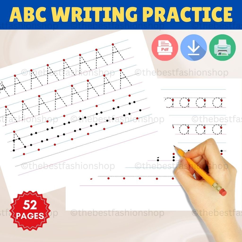 A093 [PDF] ABC Letter Handwriting Practice Worksheet Printable Activity ...