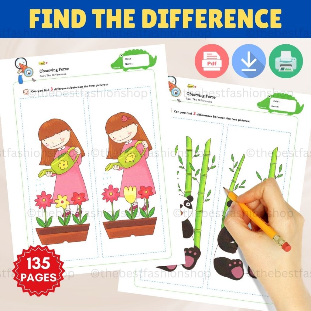A100 [PDF] Spot The Difference Worksheet Printable Activity Pages ...