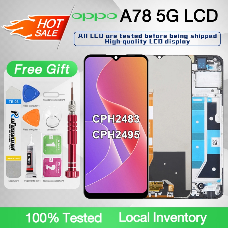 Original LCD with Frame for OPPO A78 5G CPH2483 LCD Display Touch ...