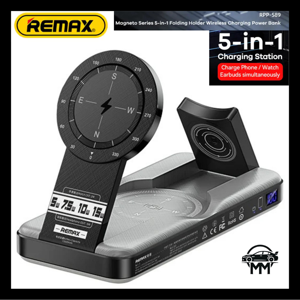 Remax RPP-589 10000mAh Magneto Series 5 In 1 Folding Holder Wireless ...