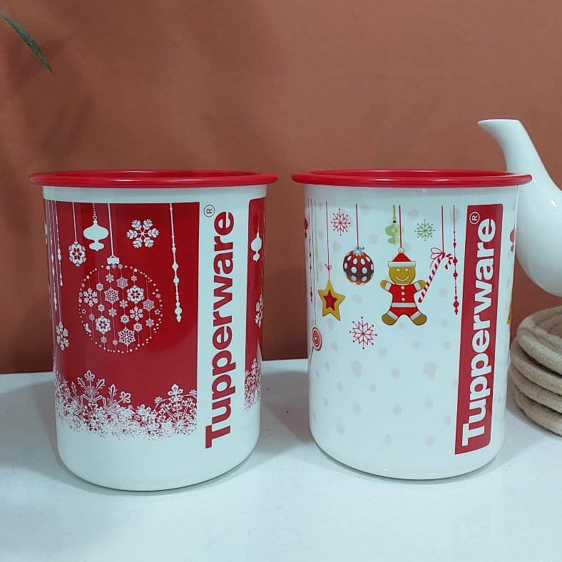 Tupperware Christmas One Touch Canister Junior 1.25L (2 pieces ...