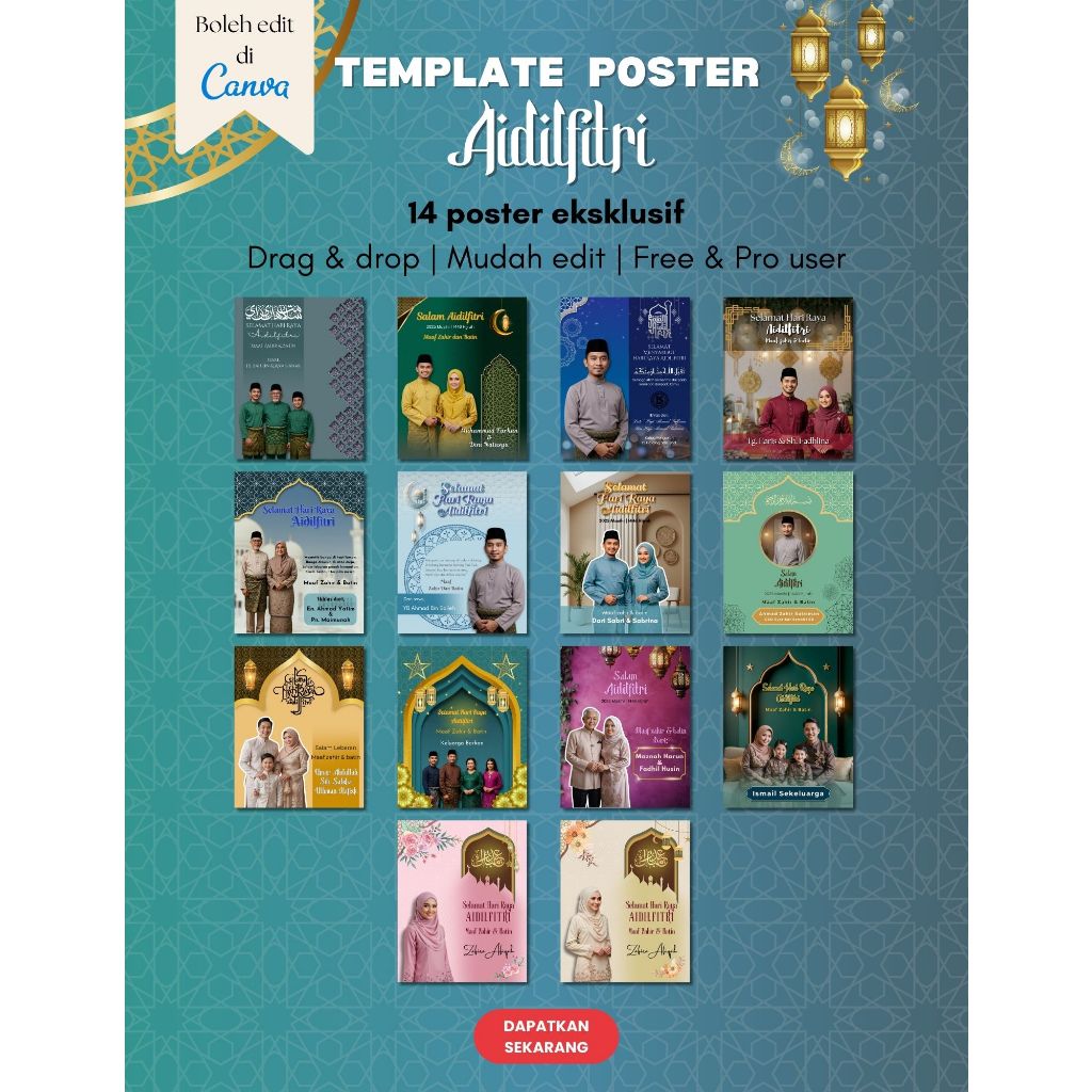 Template Poster Eksklusif Ucapan Hari Raya Aidilfitri | Canva Editable ...