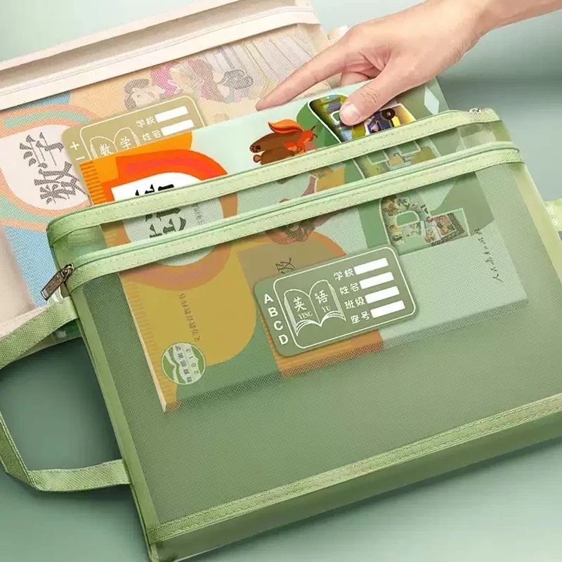 Double Layer Nylon Mesh Document Bag File Folder A4 Paper Book ...