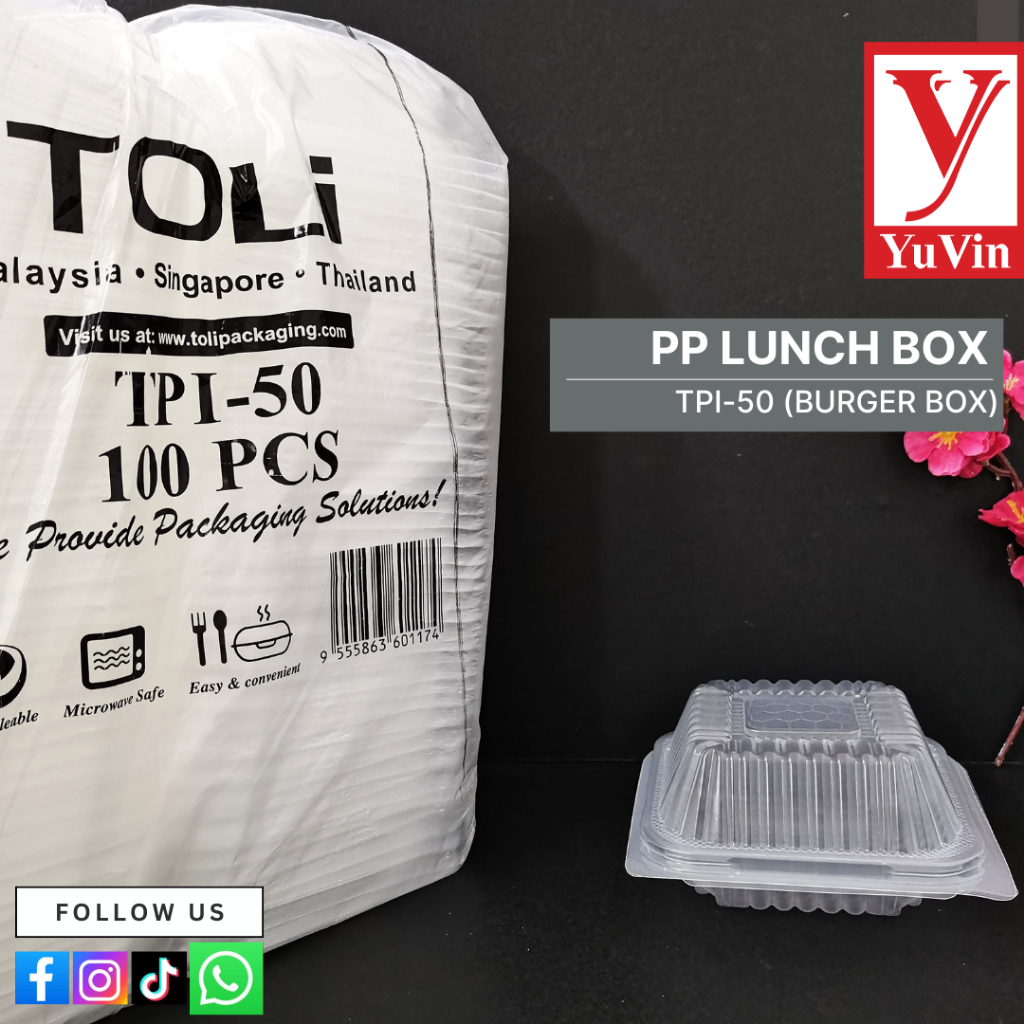 Disposable PP Lunch Box / TPI-50 Burger Box / Bekas Bungkusan Makanan ...