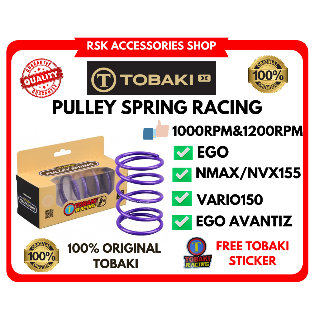 TOBAKI CVT SYSTEM PULLEY SPRING RACING 1000RPM & 1200RPM EGO’s NOUVO’s ...