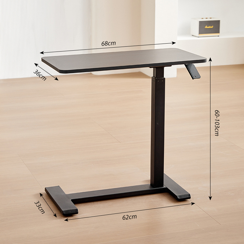 🔥Solid wood🔥Pneumatic Bed Table Adjustable Foldable Side Table Pure ...