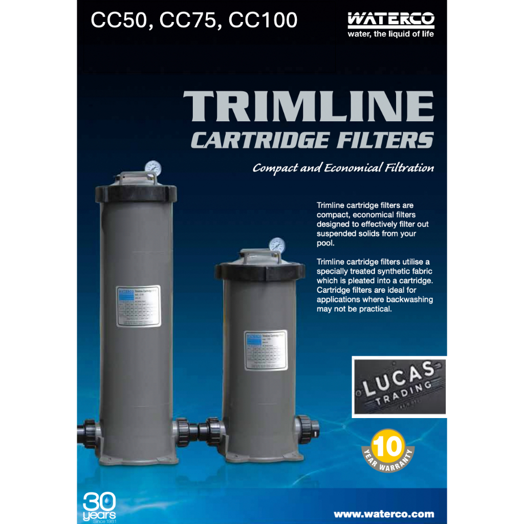 Waterco Swimming Pool Trimline Cartridge Filters (CC50, CC75, CC100 ...