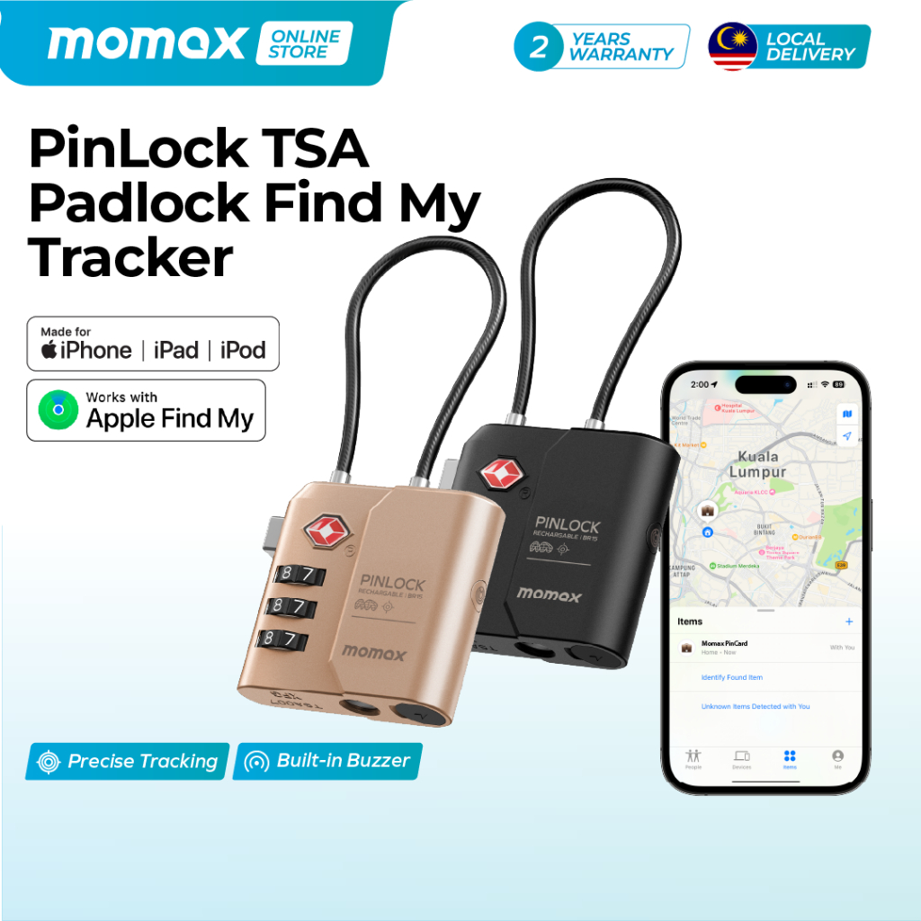 Momax PinLock TSA Padlock Find My Locator | Shopee Malaysia
