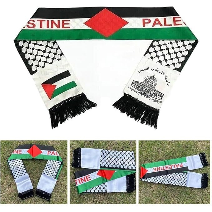 Bendera Palestin Vivid Color and Fade Proof Palestine Scarf Flag ...