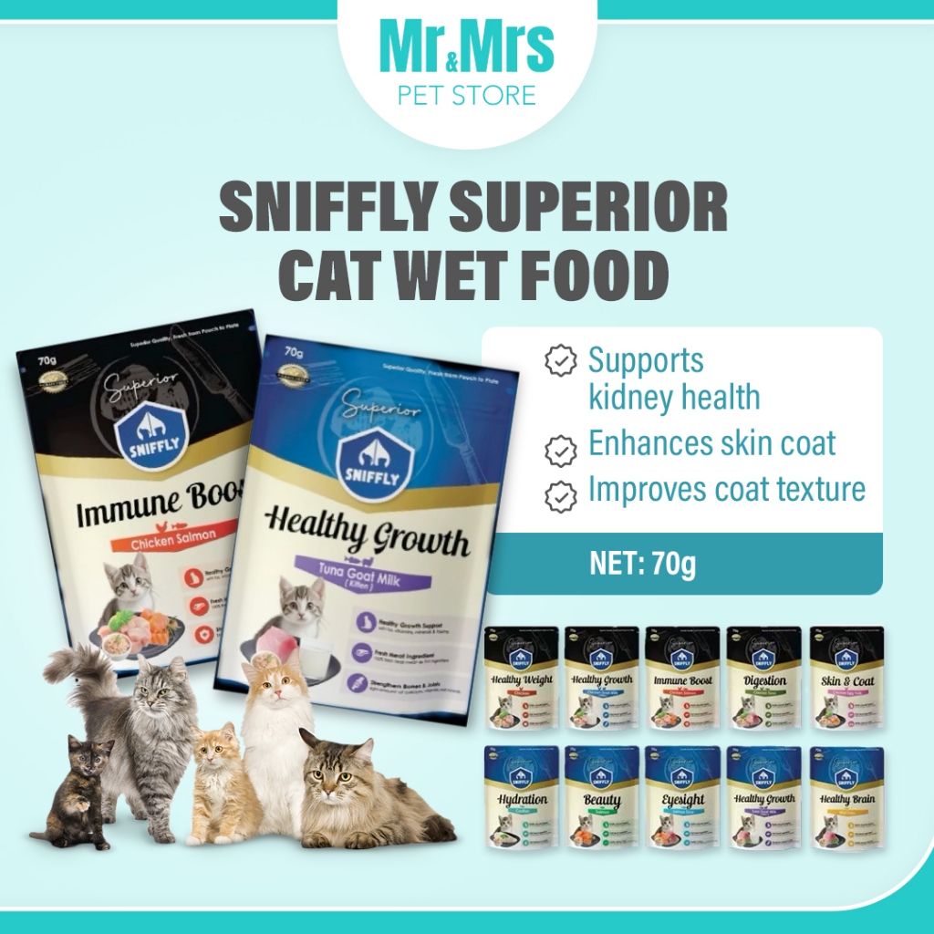 Sniffly Superior Cat Pouch 70g Cat Wet Food Grain Free Real Meat Pate ...