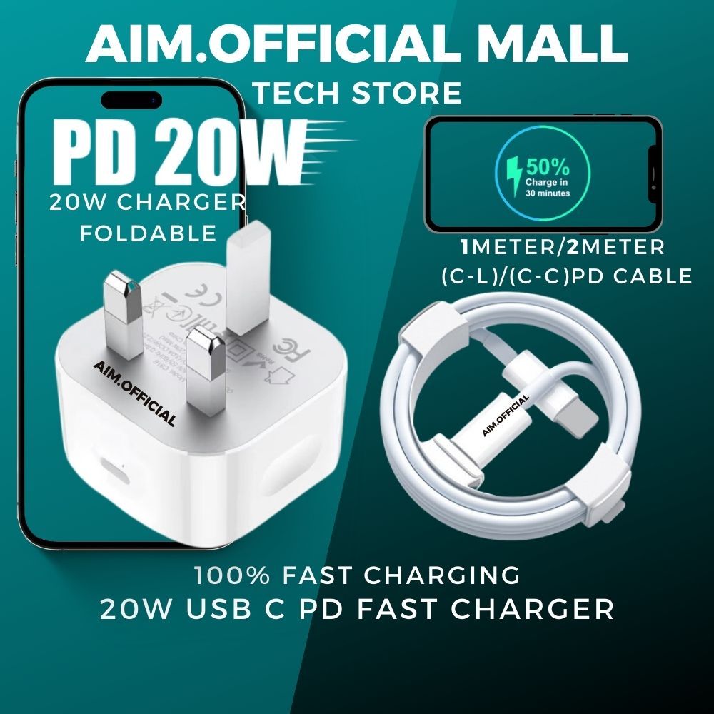 AIM PD 20W USB C Fast Charging C-L/ C-C Compatible Fast Charger iPhone Data Cable Adapter Type C