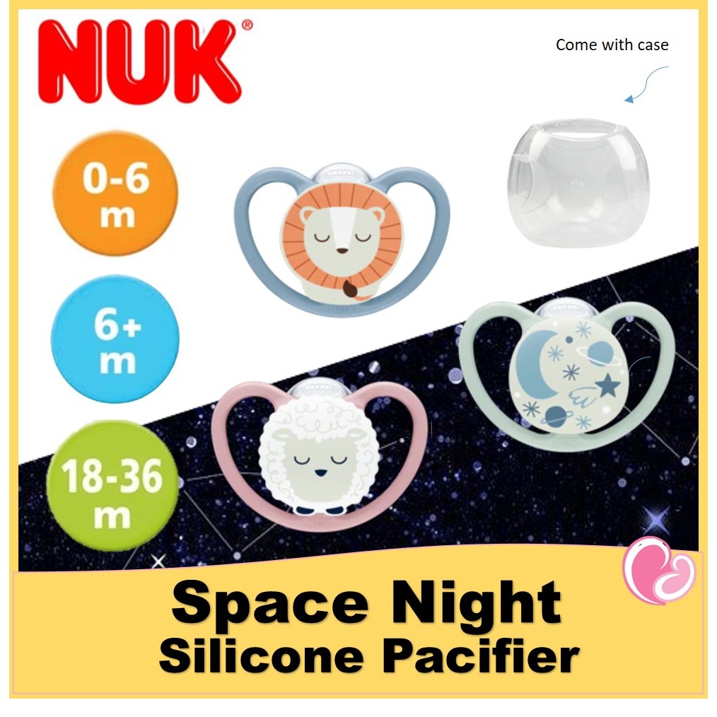 NUK Space Night Pacifier/ Soother Orthodontic Baby Silicone 0-6/ 6-18/ ...