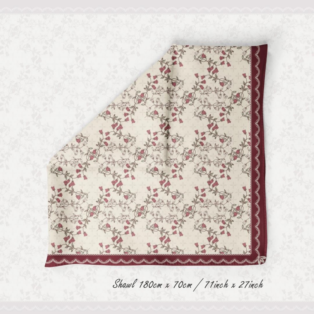 PANDAEYES SHAWL FLORAL SATIN 𝗖𝗟𝗔𝗦𝗦𝗜𝗖 𝗥𝗔𝗬𝗔 𝟮𝟬𝟮𝟱 𝗖𝗢𝗟𝗟𝗘𝗖𝗧𝗜𝗢𝗡 70CM*180CM (Hijab / Tudung/ Shawl)
