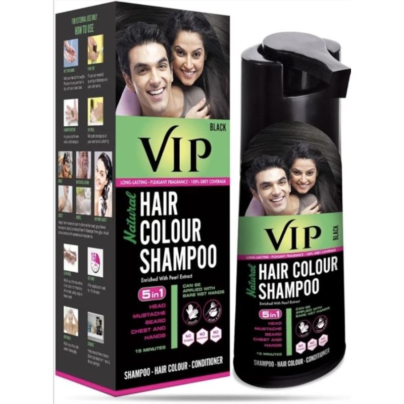VIP HAIR COLOUR SHAMPOO 180ml Black for Men & Women | Alternate to Hair ...