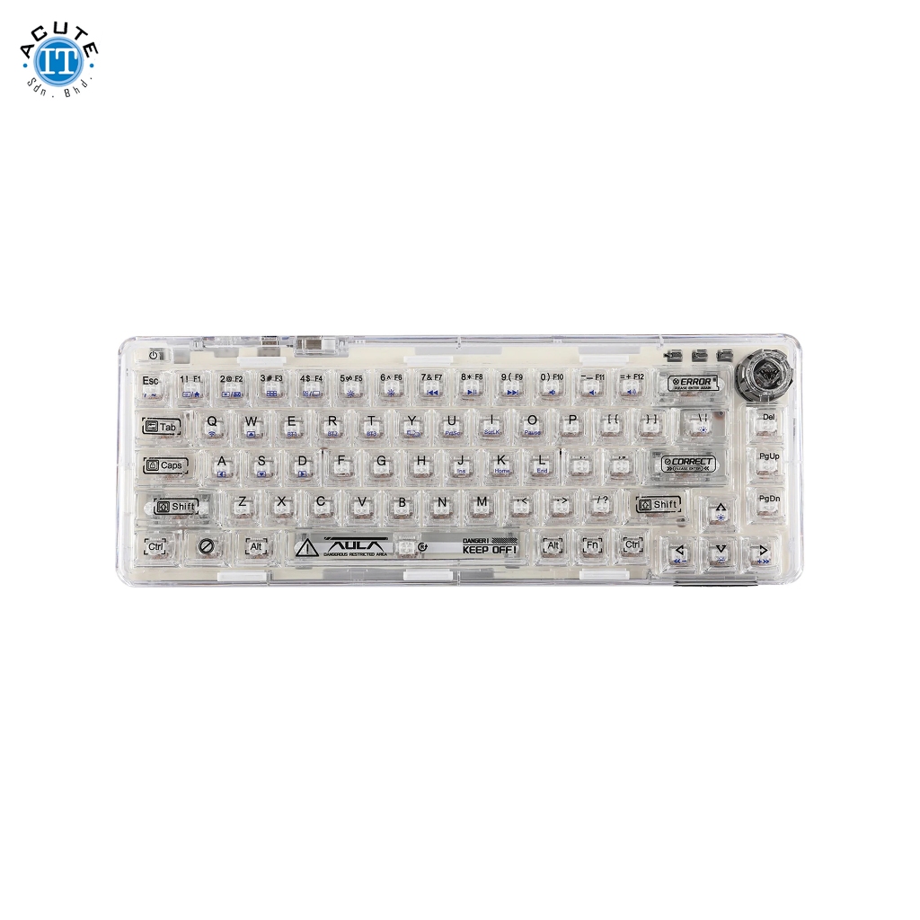 AULA F68 65% Transparent Wired & Wireless Hot-Swappable Mechanical ...
