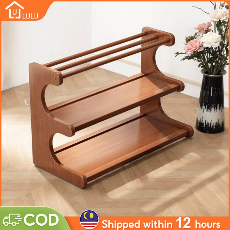 LULU Desktop Storage Rack Rak Dapur Kayu 2/3Layers Table Shelf Kitchen ...