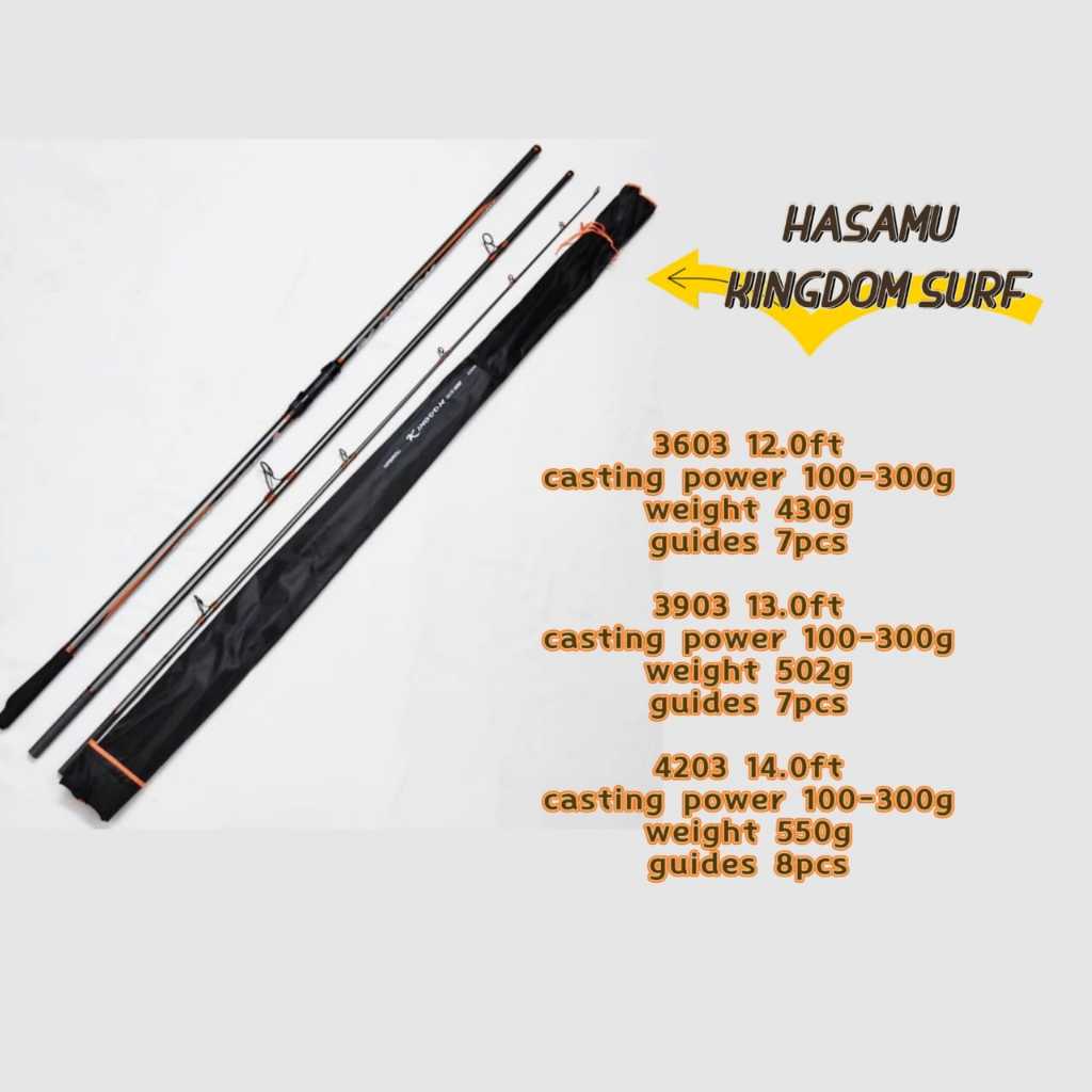 HASAMU KINGDOM RATE SURF Casting Fishing Spinning Rod Cast Pantai 12/13 ...