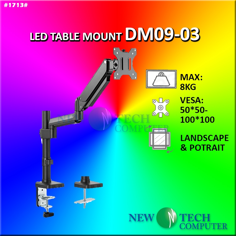 #1713 Monitor Mount Bracket DM09-03 On-Table G-clamp Desk Single Arm ...