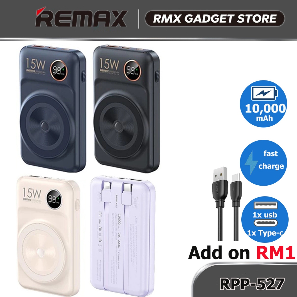 [ CCC ] Remax 10000mAh Magnetic Wireless Powerbank 15W QC Fast Charging ...