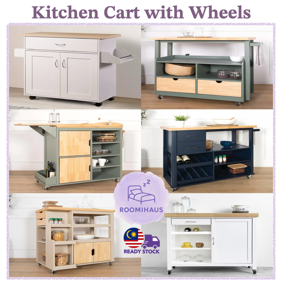𝐑𝐎𝐎𝐌𝐈𝐇𝐀𝐔𝐒 𝐊𝐢𝐭𝐜𝐡𝐞𝐧 𝐂𝐚𝐫𝐭 𝐰𝐢𝐭𝐡 𝐖𝐡𝐞𝐞𝐥𝐬 💜 Portable Kitchen Table Island Tray ...