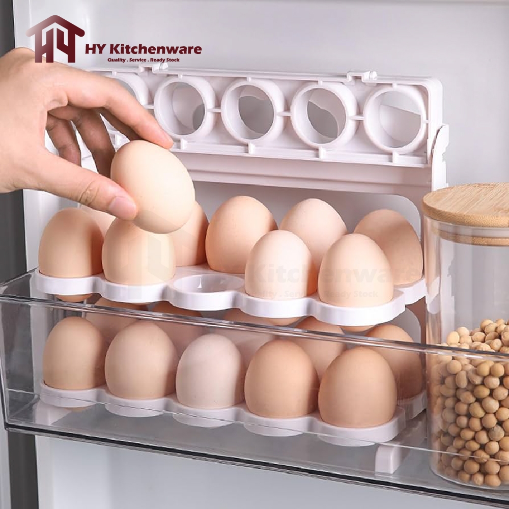 HYK Egg Box Foldable Three-Layer Egg Storage Box / Storage Rack for Egg ...