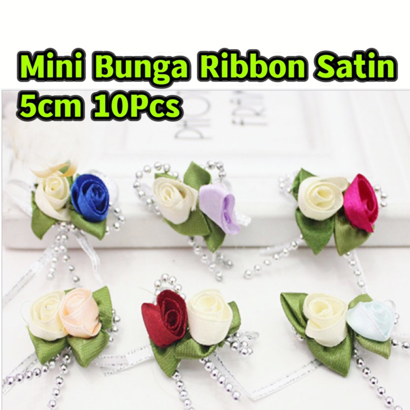 10pcs 5cm Bunga Ribbon Satin Mini Flowers/Bunga Rose/Shirt Decoration ...