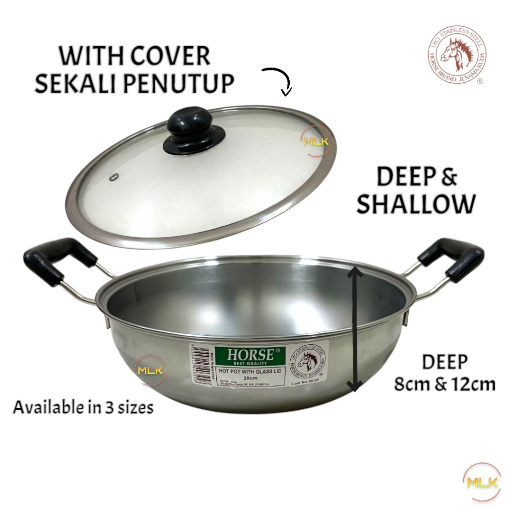 MLK Hotpot Stainless Steel Wok Horse Brand Kuali Periuk High Quality ...