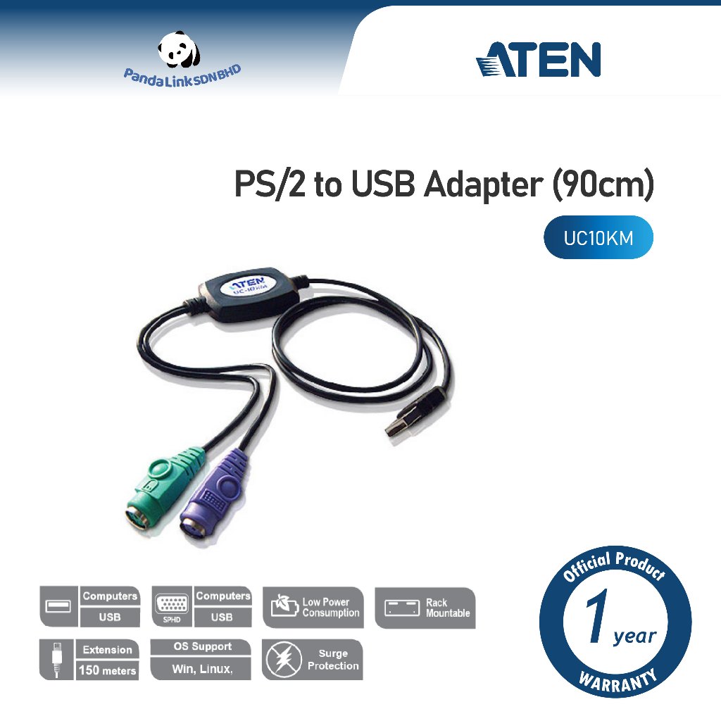 ATEN UC10KM PS/2 to USB Adapter (90cm) | Shopee Malaysia