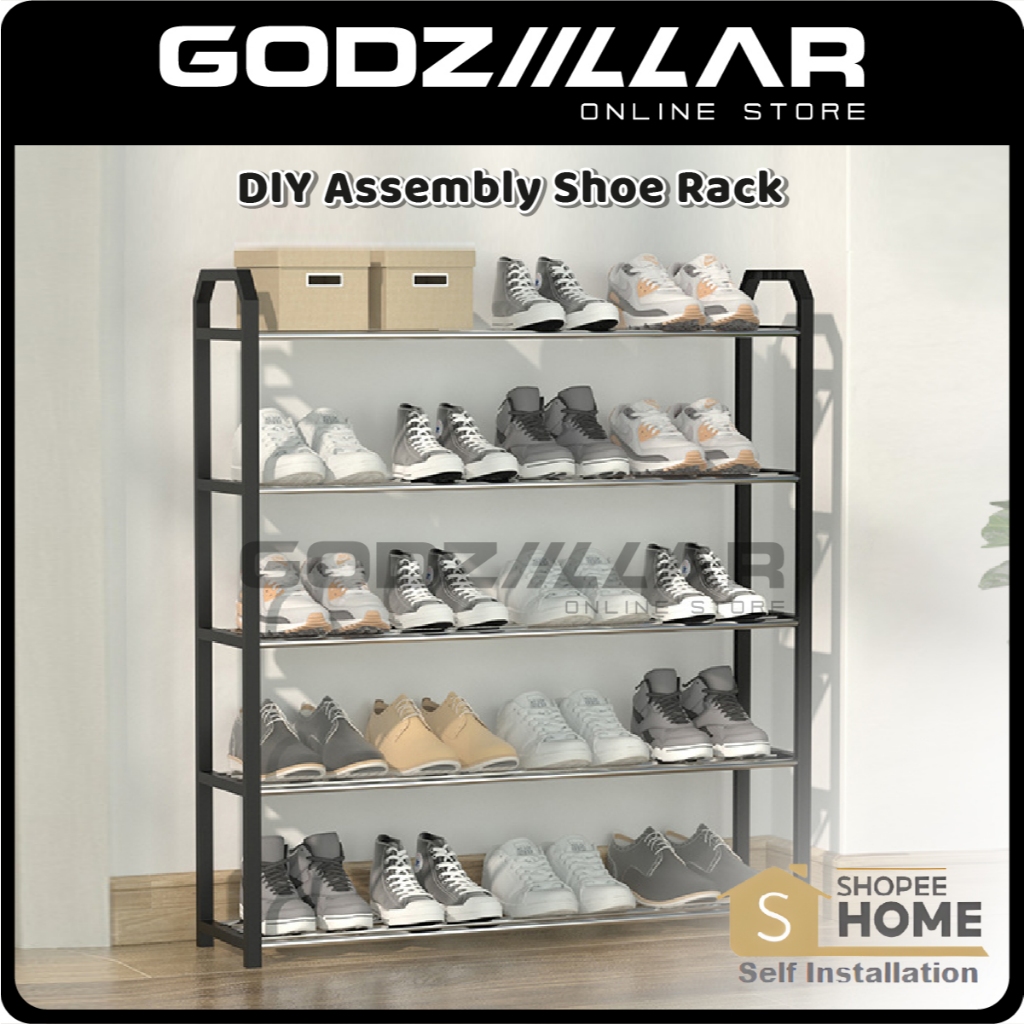 Shoe Rack 3/4/5 Tier Modern Lightweight Shoe Rack DIY Assembly Rak ...