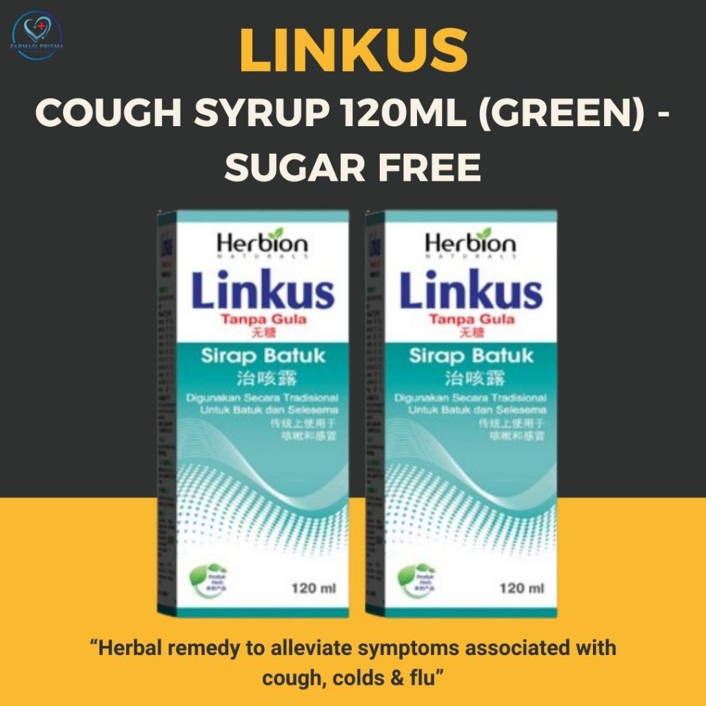 LINKUS COUGH SYRUP (SUGAR FREE) 120ML (HIJAU / GREEN) [EXP : 03/2026 ...