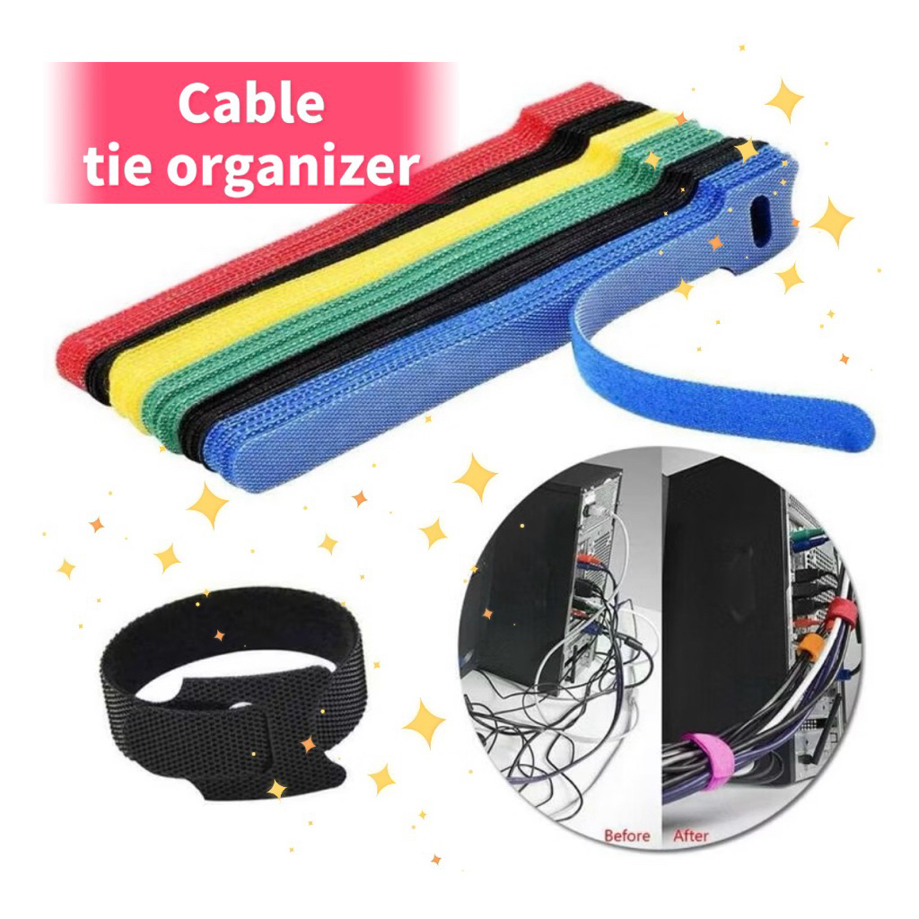 Cable tie organizer Nylon T type Velcro Straps Cable Tie Wire Reusable ...