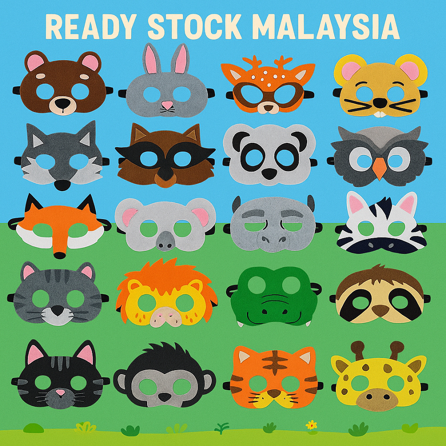 (Ready Stock) Animal Felt Mask 🐯 Kids Zoo Theme | Birthday, School ...