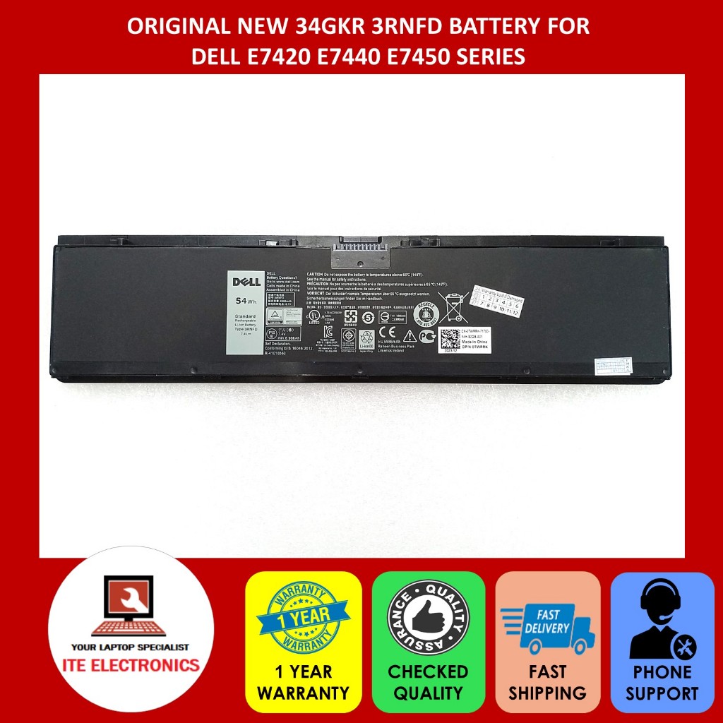 ORIGINAL NEW 34GKR DELL LATITUDE E7440 E7450 E7420 SERIES BATTERY 7.4V ...