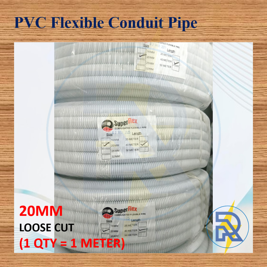 Rio Electrical 20mm 25mm (1 METER) SuperFlex Paip Konduit PVC Fleksibel ...