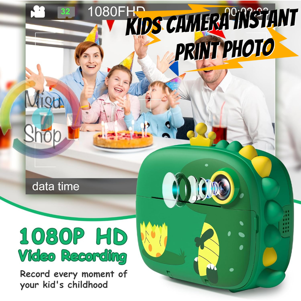 Children Digital Camera Instant Print Photo 1080P HD Digital Camera ...