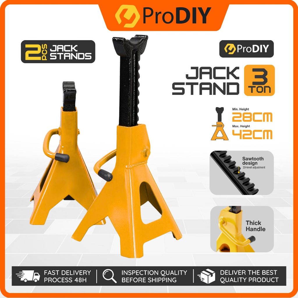 2PCS Universal Car Jack Stand Heavy Duty 3 Ton Capacity,Slotted Pad