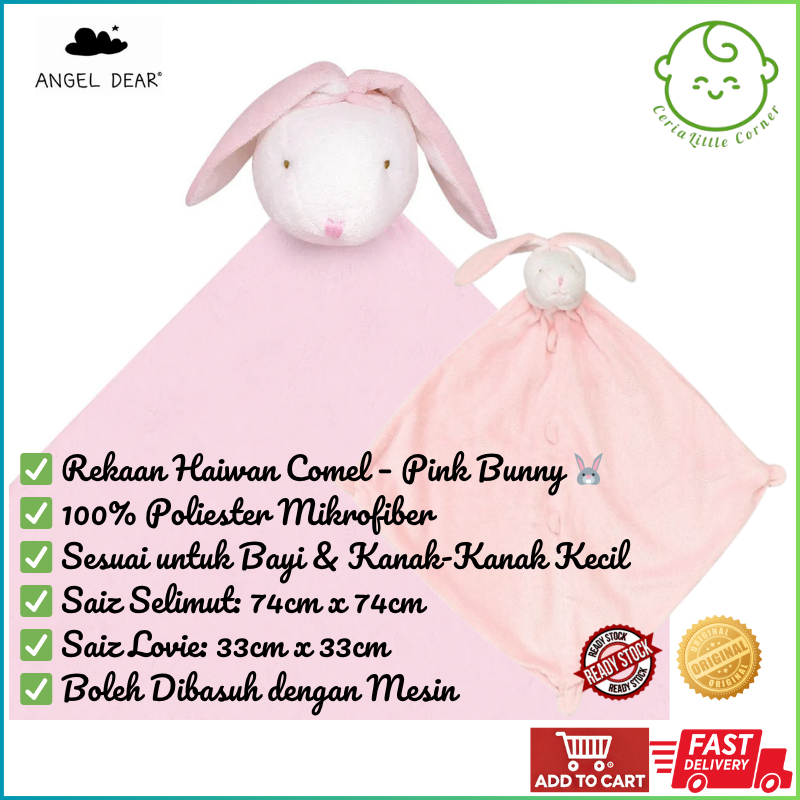 Angel Dear Blanket Lovie Plushie Selimut Gebu Pink Bunny Hadiah Baby ...