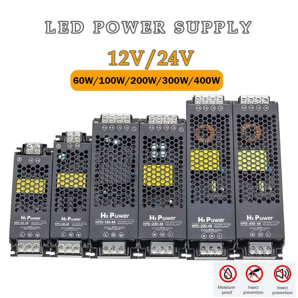 Strip Light LED Power Supply AC to DC 12V 24V 60W 100W 200W 300W 400W ...