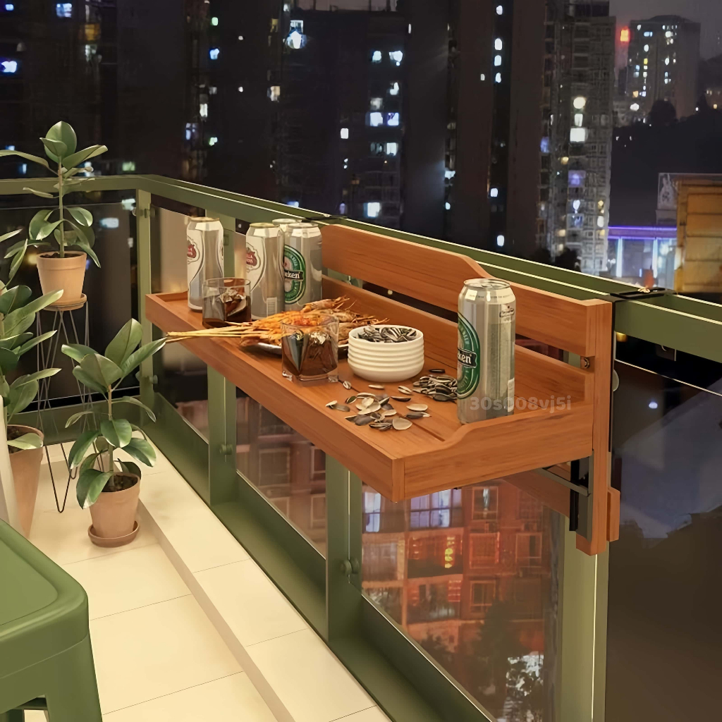 Balcony Folding Railing Hanging Table Outdoor Coffee Table Guardrail ...