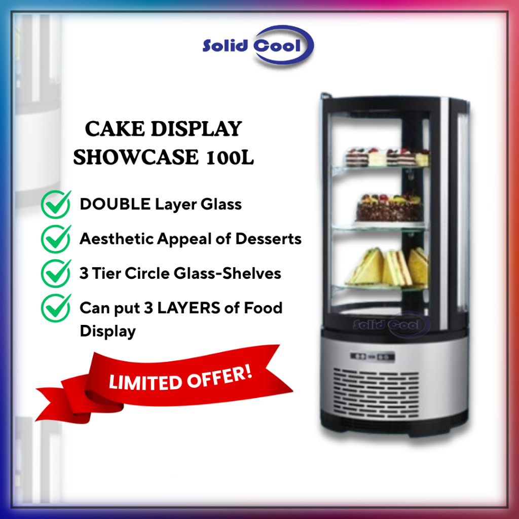 [ SOLID COOL ] CAKE DISPLAY SHOWCASE 100L | Dessert Display Showcase ...