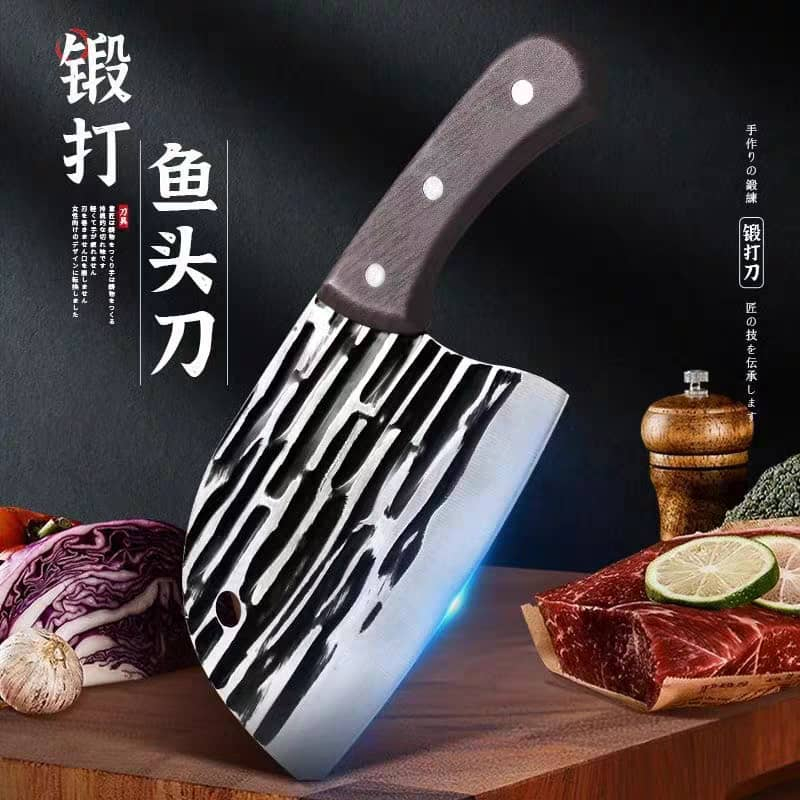Stainless Steel S708 Kitchen 1.5mm Stripped Fish Head Cleaver Knives ...