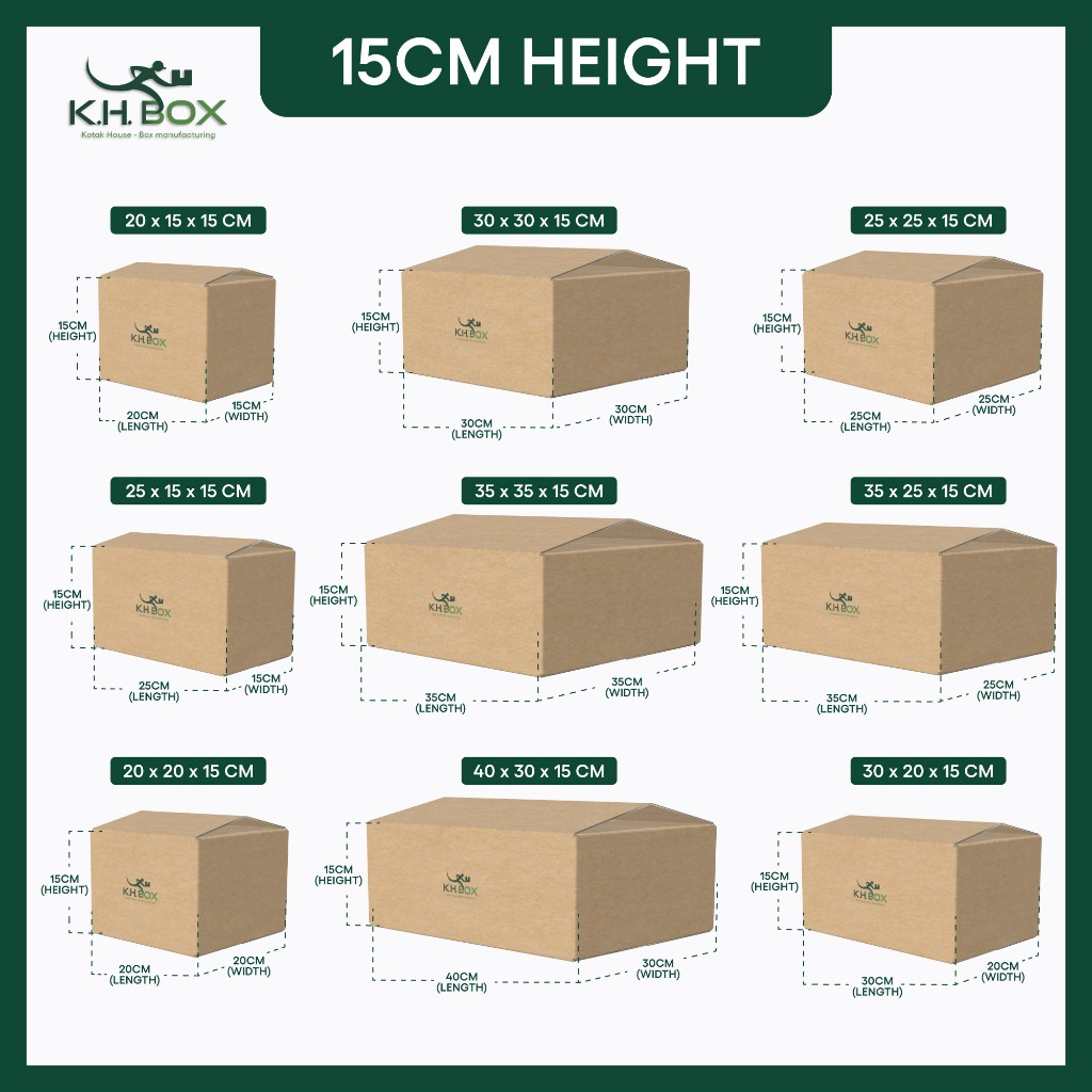 KHBOX 15CM HEIGHT Kotak Carton Box / Packaging Box / Small Box / Normal ...