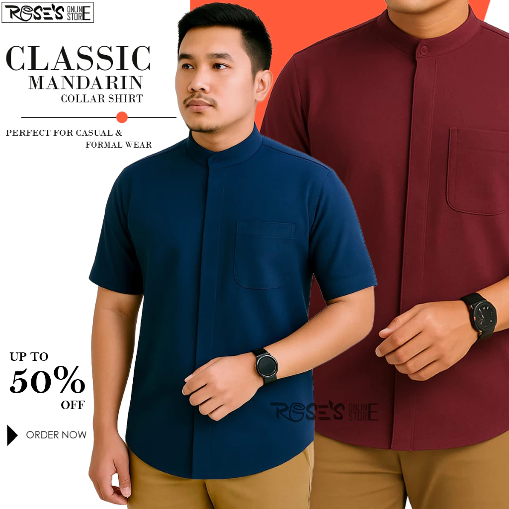 Green Men'S Cotton Solid Mandarin Collar Formal Shirts main image 0