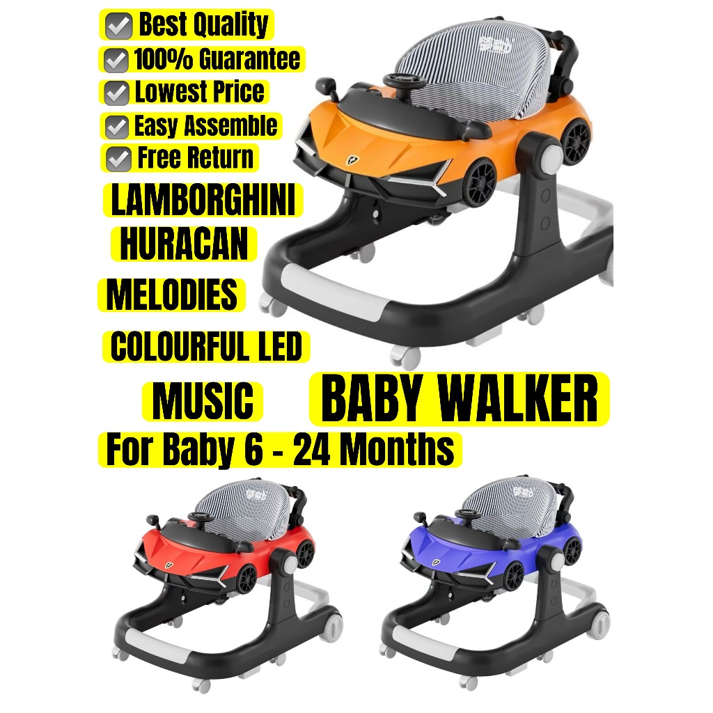 BABY WALKER UMUR 6 -24 MONTH BULAN ANTI O LEG ADJUSTABLE FOLDABLE MUSIC ...