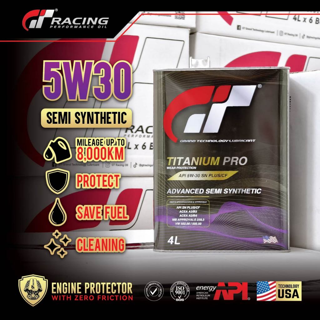 GT 5W30 Semi Synthetic Car Engine Oil 4L - Minyak Hitam Enjin Kereta ...